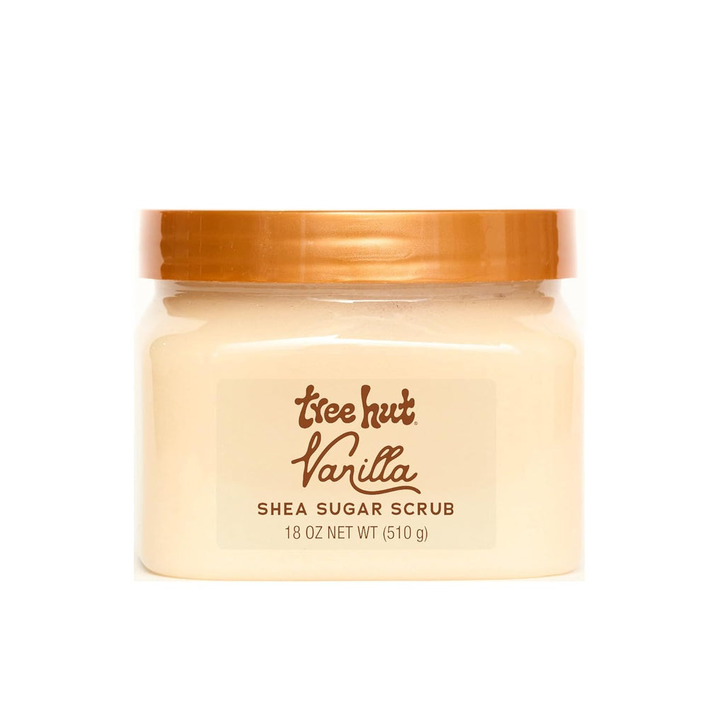 Tree Hut Vanilla Shea Sugar Scrub, Exfoliating & Hydrating Body Scrub with Shea Butter & Essential Oils, Smooth Skin, For All Skin Types, Vegan, 18 oz