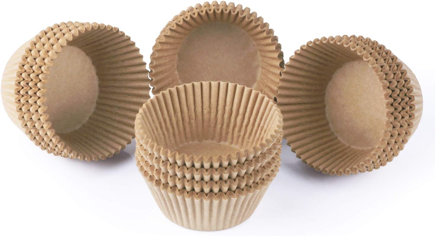 Caperci Standard Natural Cupcake Liners 500 Count, No Smell, Grease-Proof Paper Muffin Liners, Food-grade Baking Cups for Cupcakes, Muffins, Nuts