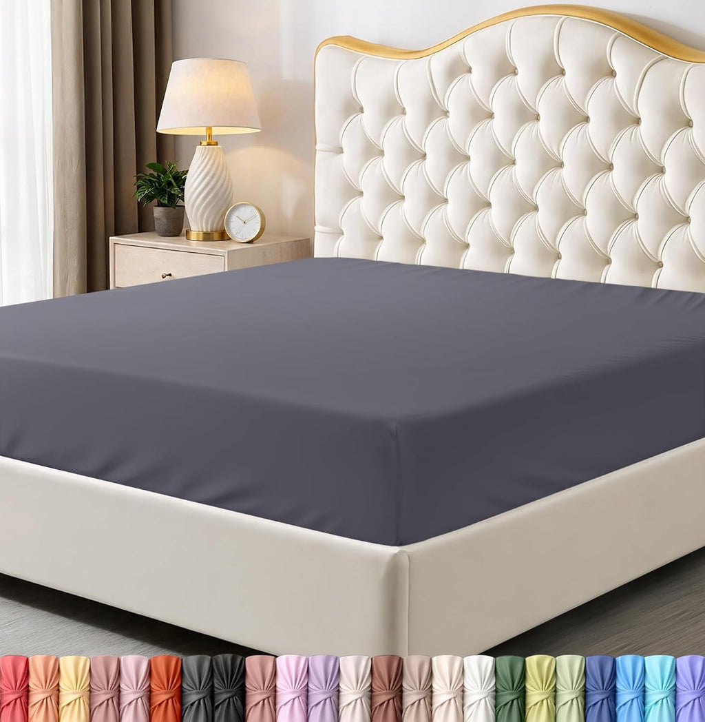 Utopia Bedding Queen Fitted Sheet - Bottom Sheet - Deep Pocket - Soft Microfiber - Shrinkage and Fade Resistant - Easy Care -1 Fitted Sheet Only (Grey)