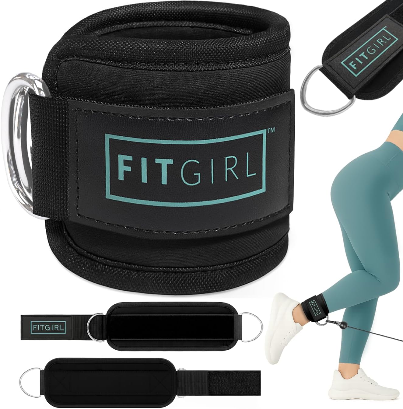 FITGIRL Ankle Strap for Cable Machine – Premium Padding and Comfort for Cable Exercise Machines, Cable Exercise Attachment for Home & Gym, Glute Workouts - Kickbacks, Leg Extensions, Hip Abductors