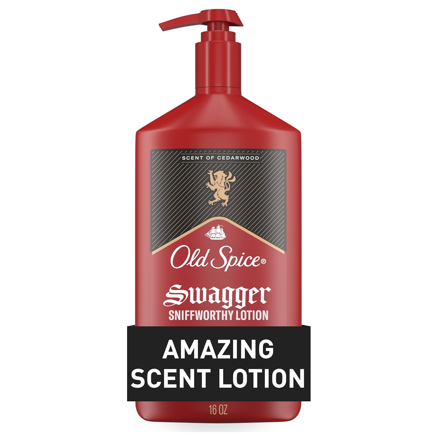 Old Spice Hand, Face & Body Lotion for Men, 24/7 Lightweight Moisturization with Amazing Scent, Instant Absorption, For All Skin Types, Swagger with Cedarwood Scent, 16 oz
