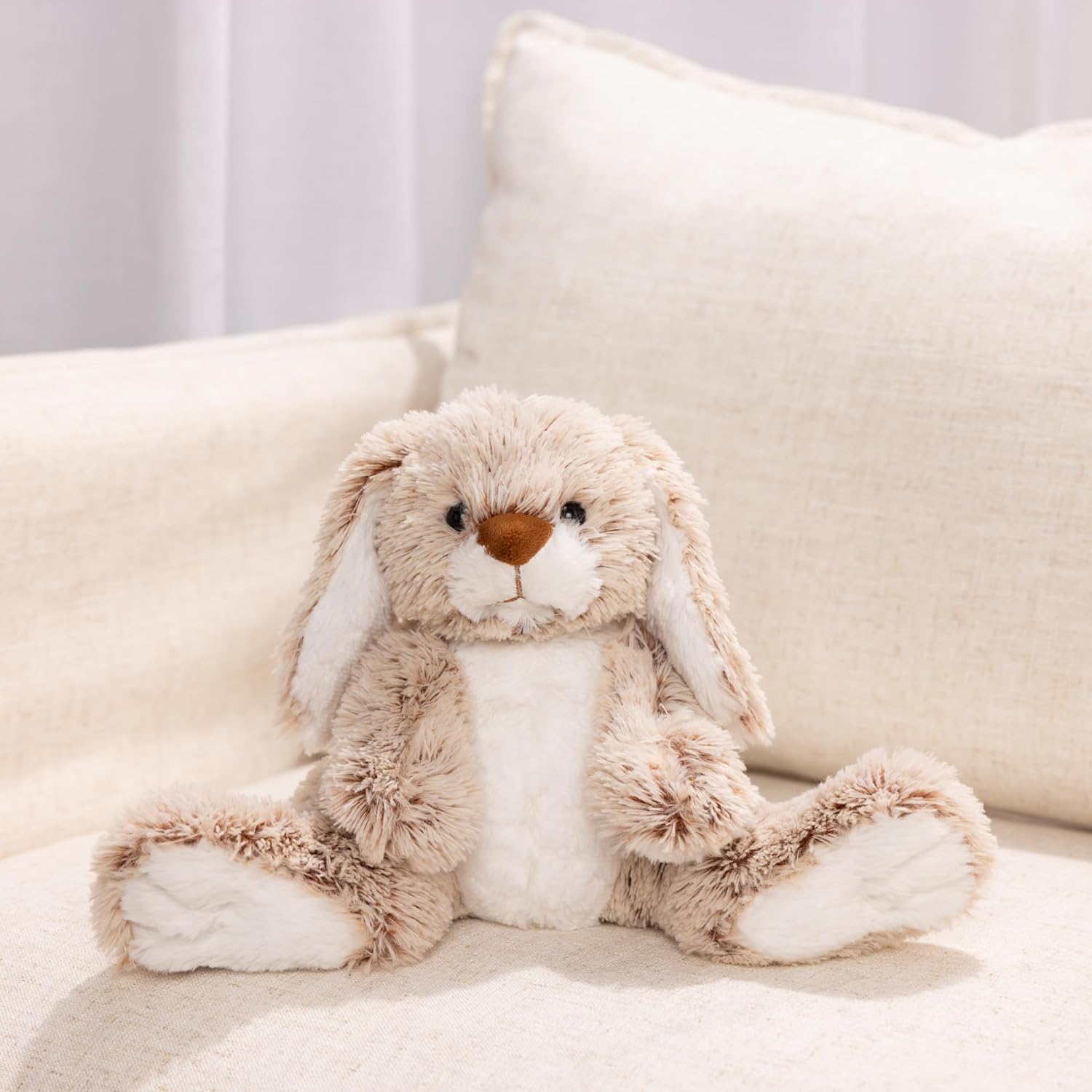 Melissa & Doug Burrow Bunny Stuffed Animal Plushie with Big Feet, Floppy Ears & Fluffy Tail, Adorable Pretend Play Toddler Toys for Girls & Boys 3+