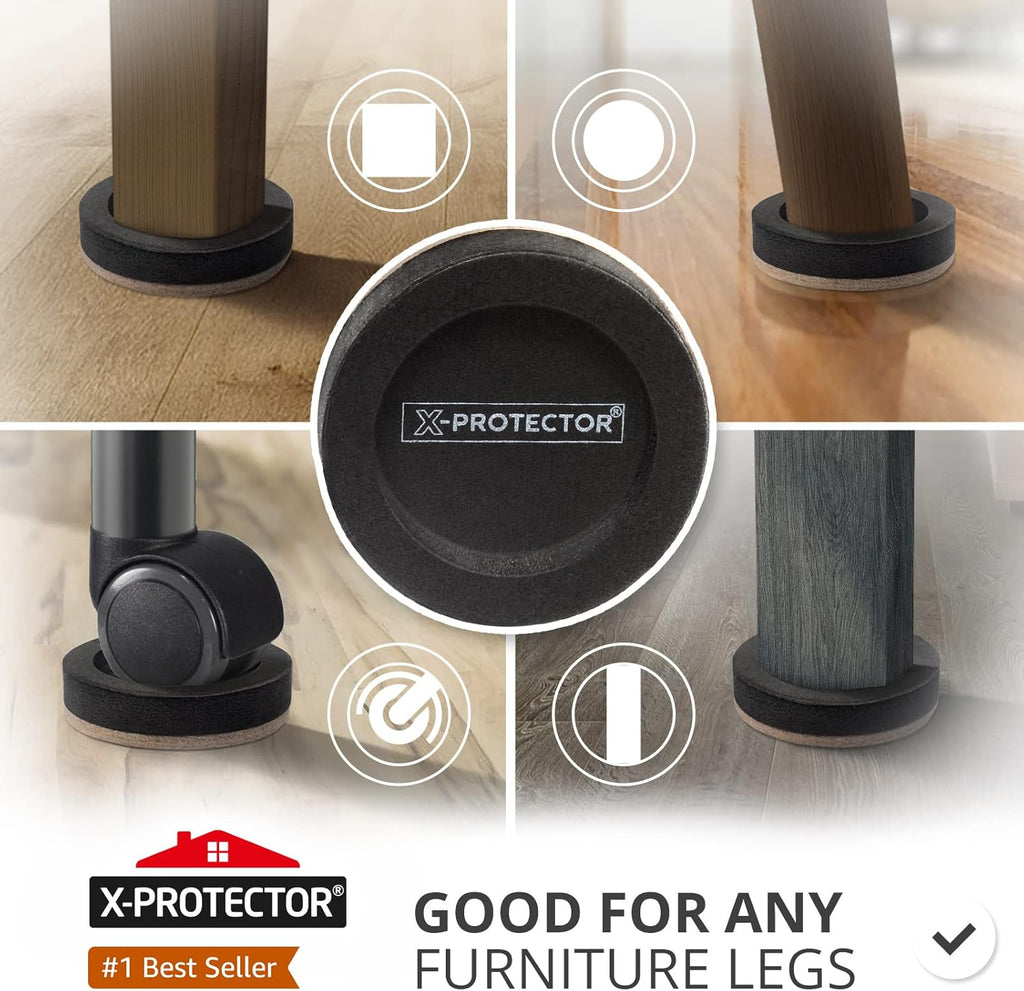 Felt Furniture Sliders for Hardwood Floors X-PROTECTOR 16 PCS 3 ½” - Furniture Slider with Unique Design - Heavy-Duty Furniture Movers for Hard Surfaces - Felt Sliders - Move Your Furniture Easily!