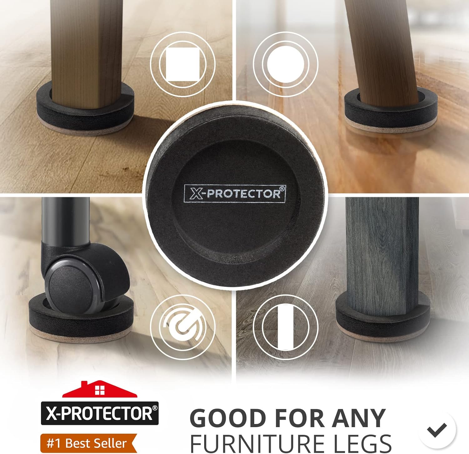 Felt Furniture Sliders for Hardwood Floors X-PROTECTOR 16 PCS 3 ½” - Furniture Slider with Unique Design - Heavy-Duty Furniture Movers for Hard Surfaces - Felt Sliders - Move Your Furniture Easily!