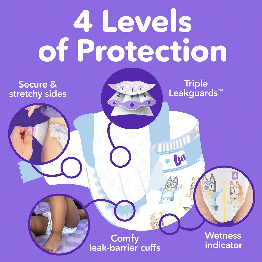 Luvs Diapers - Size 5, 172 Count, Bluey Platinum Protection Baby Diaper