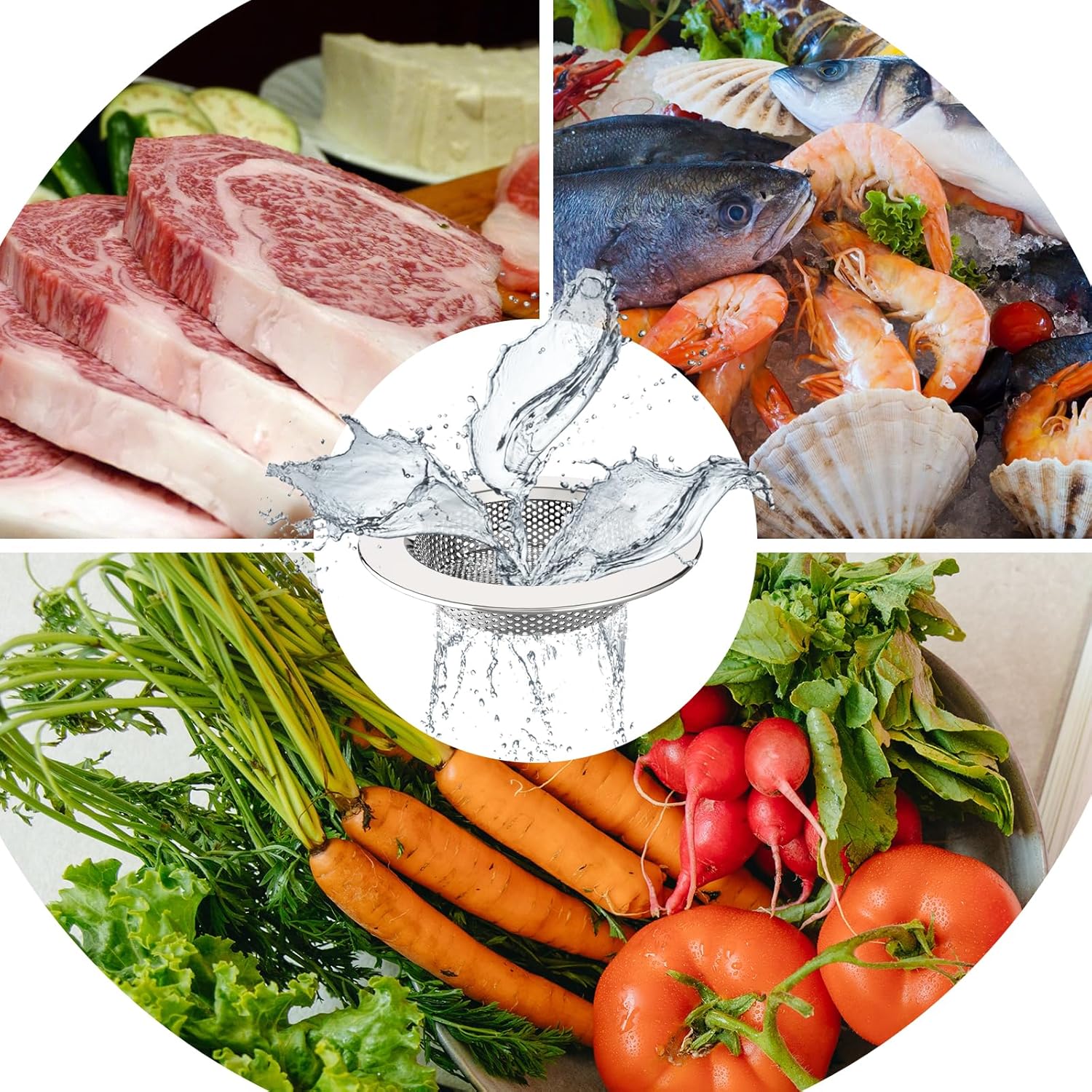 MR.SIGA Kitchen Sink Strainer, Stainless Steel Sink Drain Strainer, Dishwasher Safe, Outer Diameter 4.4 inch/11.2cm, Inner Diameter 3 inch/7.6cm, Pack of 3