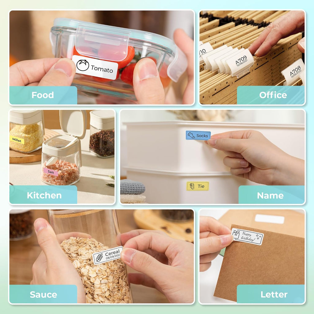 Nelko Label Maker Machine with Tape, P21 Bluetooth Label Printer, Wireless Mini Label Makers with Multiple Templates for School Office Home, White
