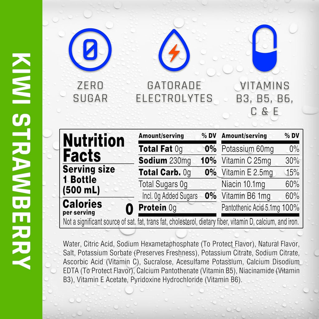 Propel, Kiwi Strawberry, Zero Calorie Sports Drinking Water with Electrolytes and Vitamins C&E, 16.9 Fl Oz (12 Count)