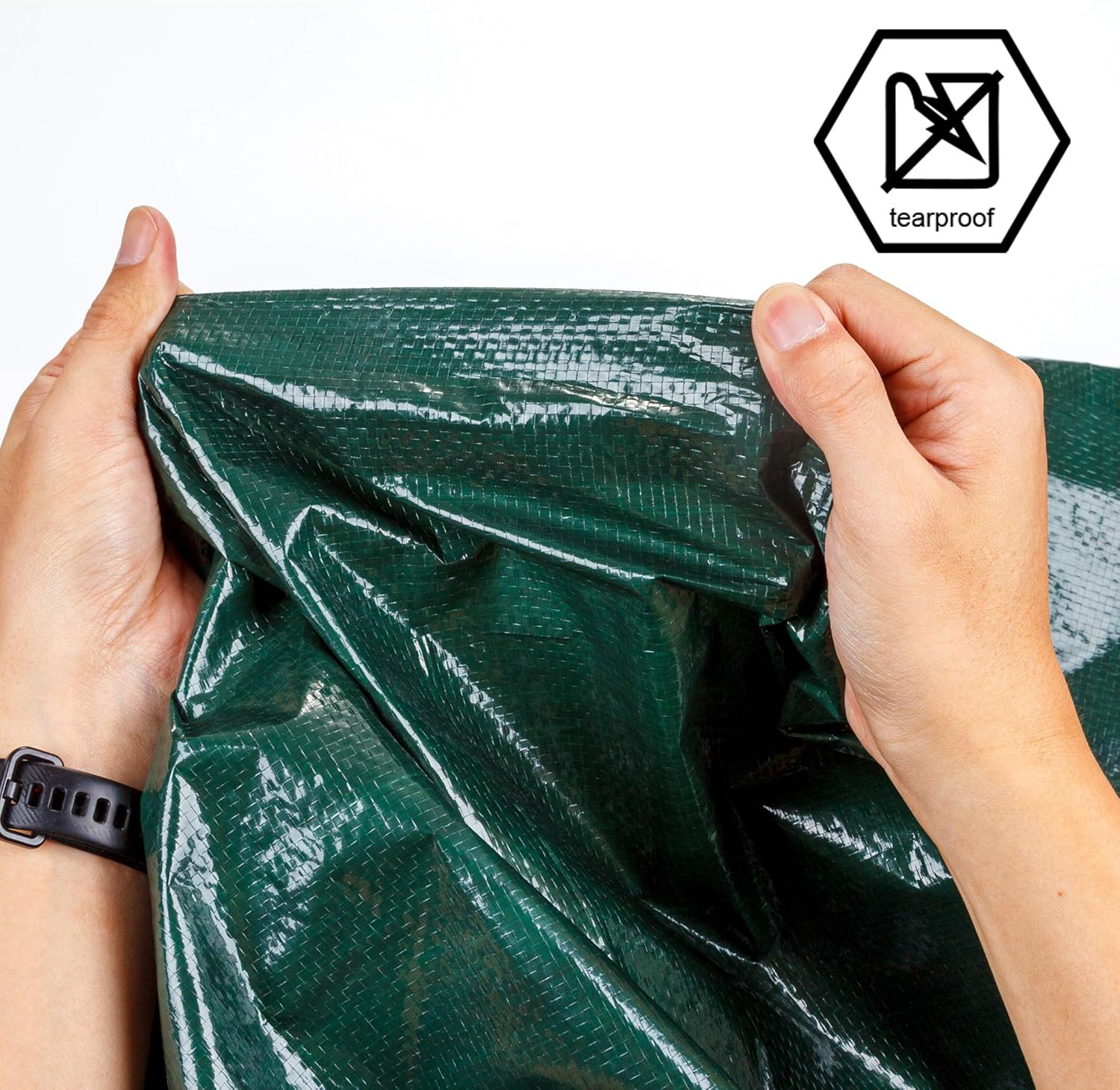 CARTMAN Finished Size 8x10 Feet Waterproof Green Tarp 8 Mil Thick, Multipurpose Protective Cover for Emergency Rain Shelter Camping Tarpaulin